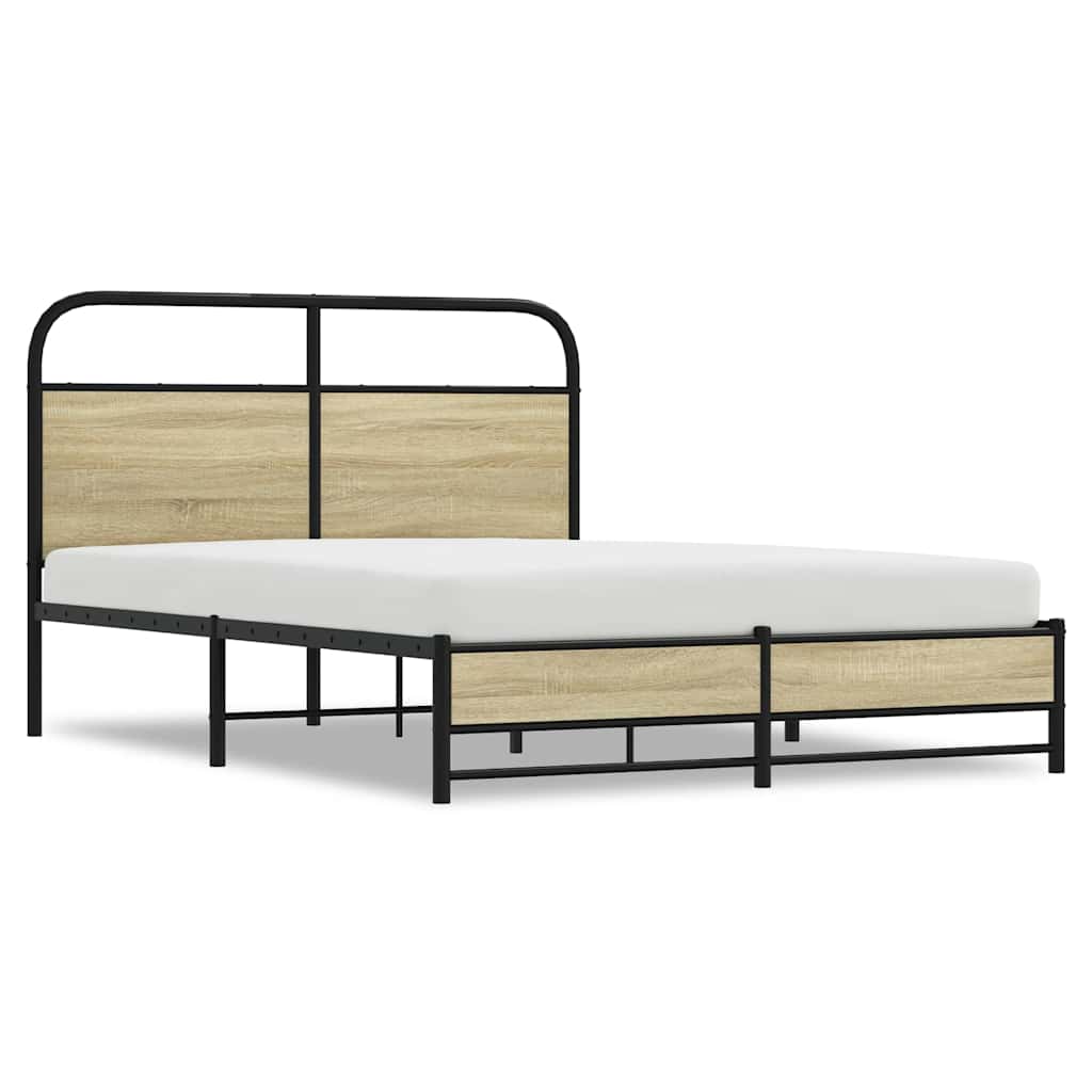 vidaXL Bettgestell ohne Matratze 135x190 cm Sonoma-Eiche Holzwerkstoff