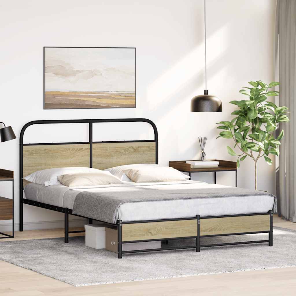 vidaXL Bettgestell ohne Matratze 140x190 cm Sonoma-Eiche Holzwerkstoff