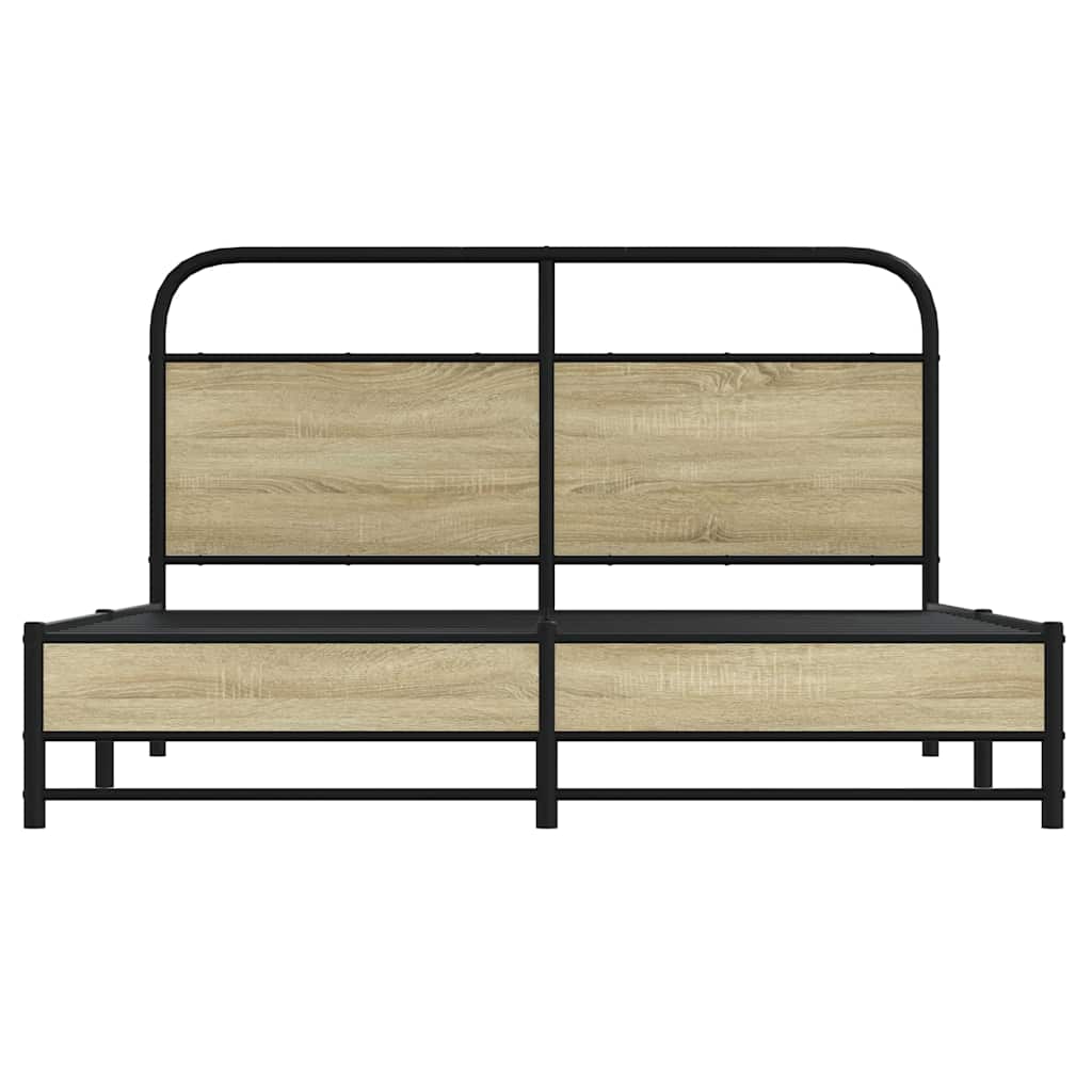vidaXL Bettgestell ohne Matratze 150x200 cm Sonoma-Eiche Holzwerkstoff