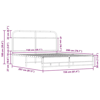 vidaXL Bettgestell ohne Matratze 150x200 cm Sonoma-Eiche Holzwerkstoff