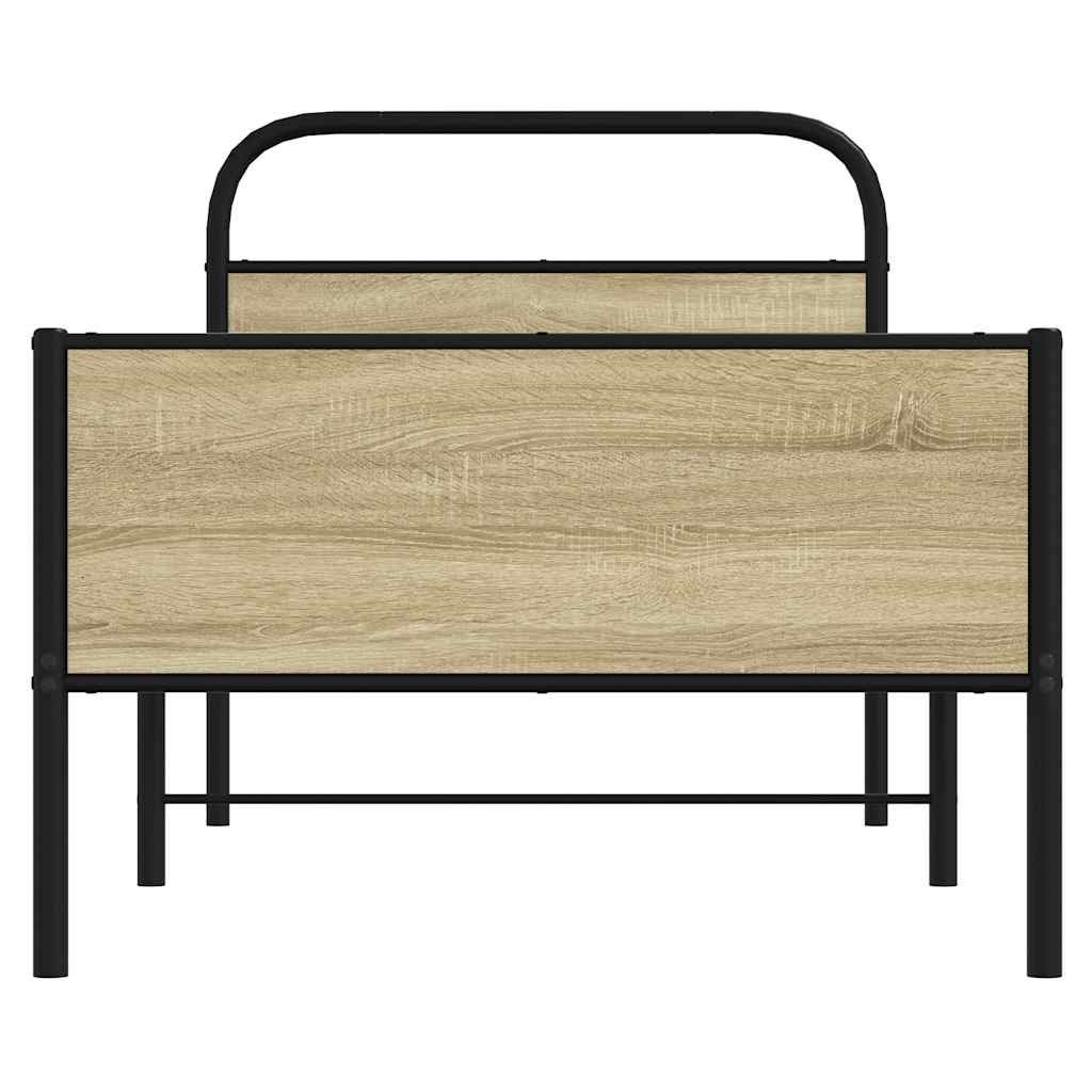 vidaXL Bettgestell ohne Matratze 75x190 cm Sonoma-Eiche Holzwerkstoff