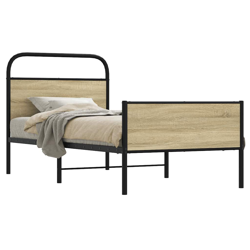 vidaXL Bettgestell ohne Matratze 80x200 cm Sonoma-Eiche Holzwerkstoff