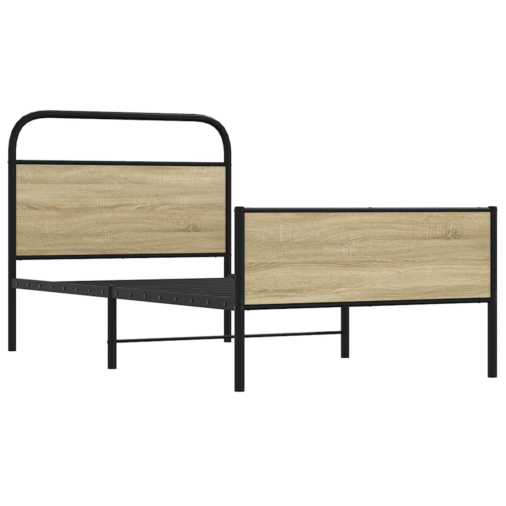 vidaXL Bettgestell ohne Matratze 100x190 cm Sonoma-Eiche Holzwerkstoff