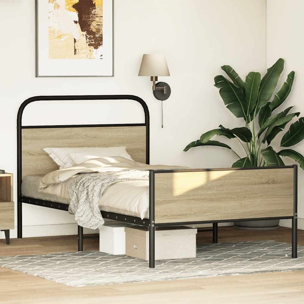 vidaXL Bettgestell ohne Matratze 100x190 cm Sonoma-Eiche Holzwerkstoff