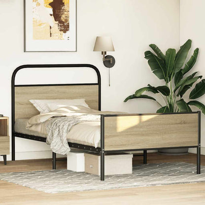 vidaXL Bettgestell ohne Matratze 100x190 cm Sonoma-Eiche Holzwerkstoff