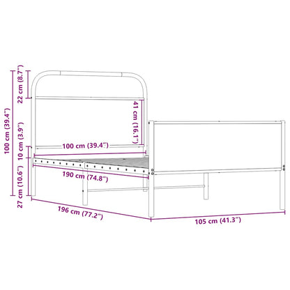vidaXL Bettgestell ohne Matratze 100x190 cm Sonoma-Eiche Holzwerkstoff