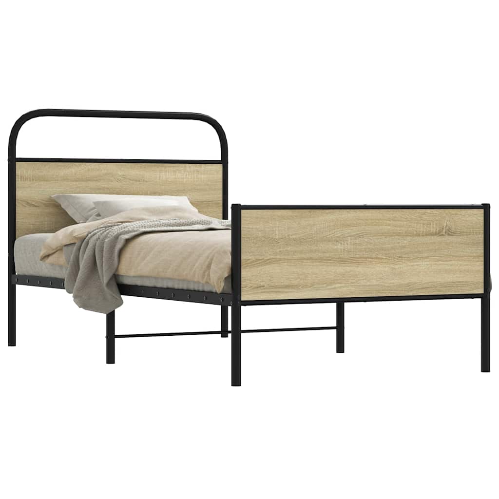 vidaXL Bettgestell ohne Matratze 100x190 cm Sonoma-Eiche Holzwerkstoff
