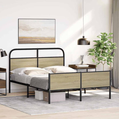 vidaXL Cadre de lit sans matelas 135x190 cm Chêne Sonoma Aggloméré