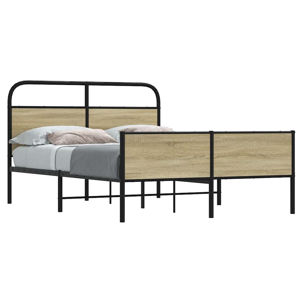 vidaXL Cadre de lit sans matelas 135x190 cm Chêne Sonoma Aggloméré