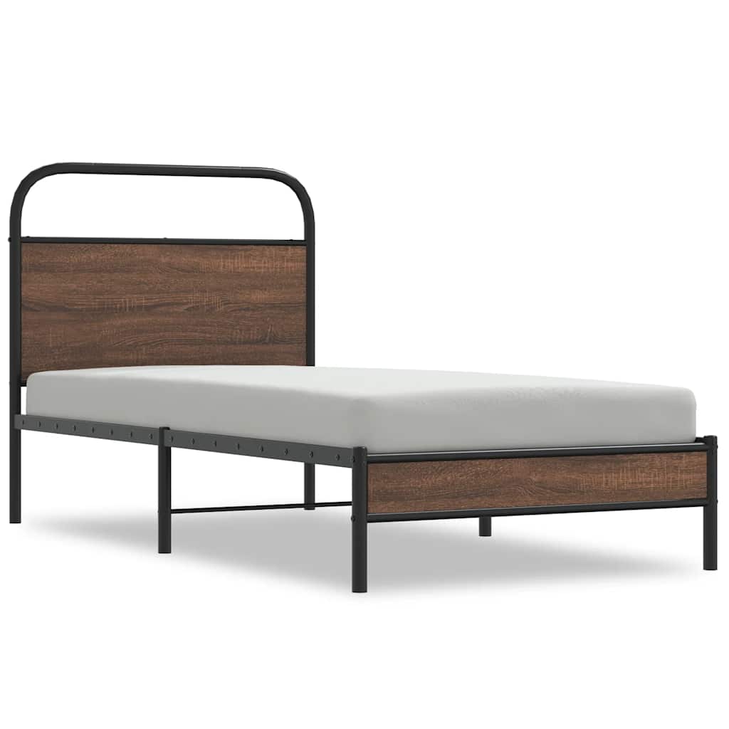 vidaXL Cadre de lit sans matelas 90x200 cm Marron Aspect chêne