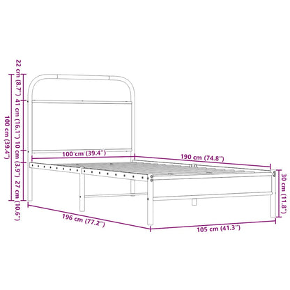 vidaXL Cadre de lit sans matelas 100x190 cm Marron Aspect chêne
