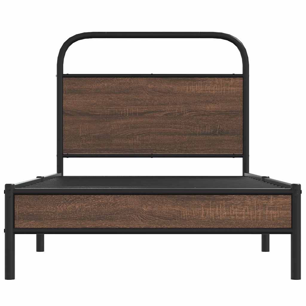 vidaXL Cadre de lit sans matelas 107x203 cm Marron aspect chêne