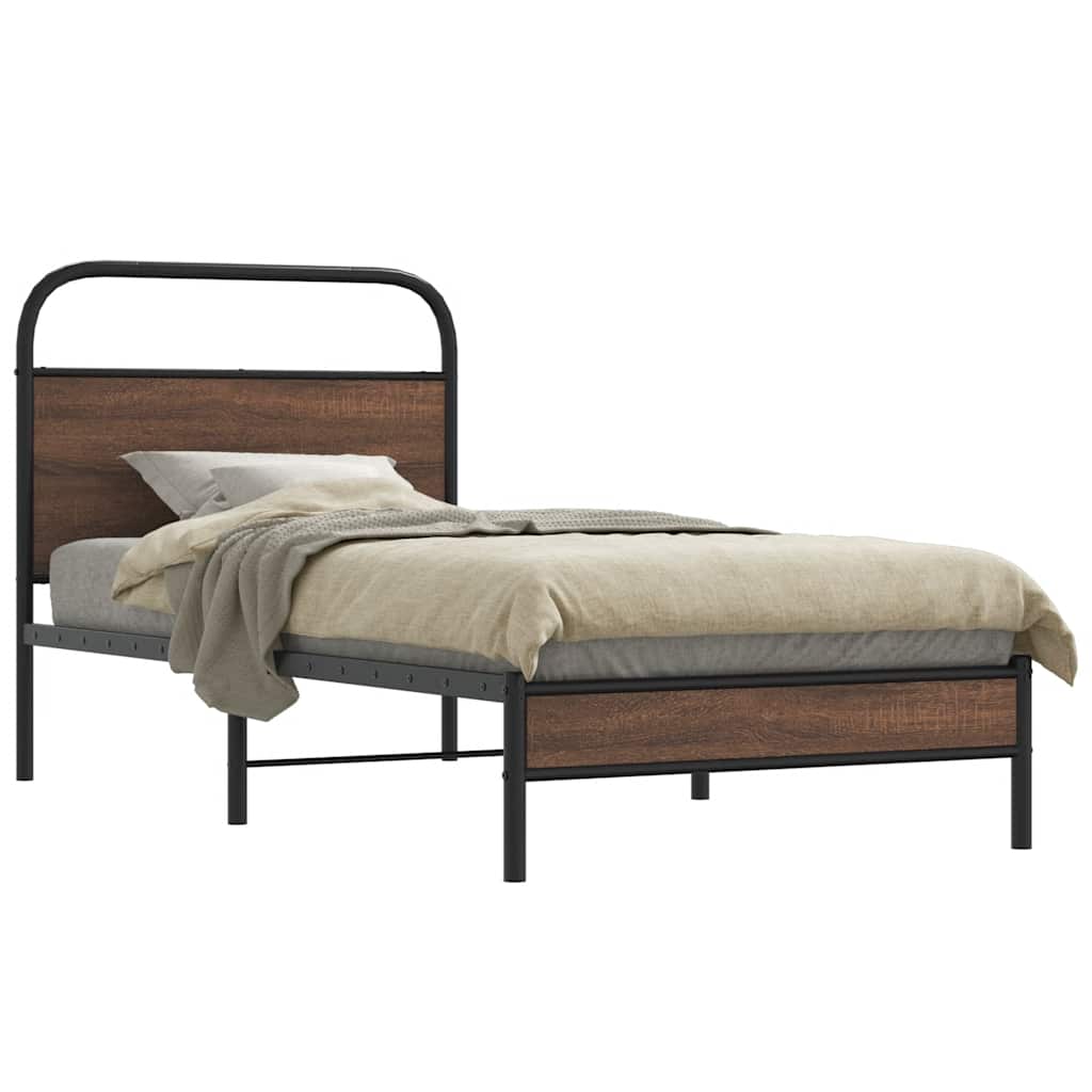 vidaXL Cadre de lit sans matelas 107x203 cm Marron aspect chêne