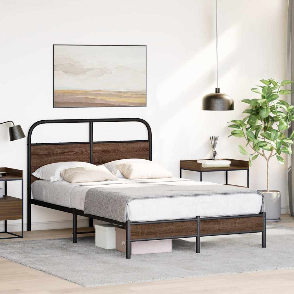 vidaXL Cadre de lit sans matelas 140x190 cm aspect chêne marron