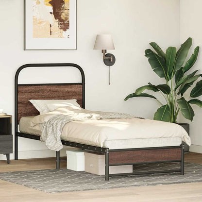 vidaXL Cadre de lit sans matelas 75x190 cm Marron Aspect chêne