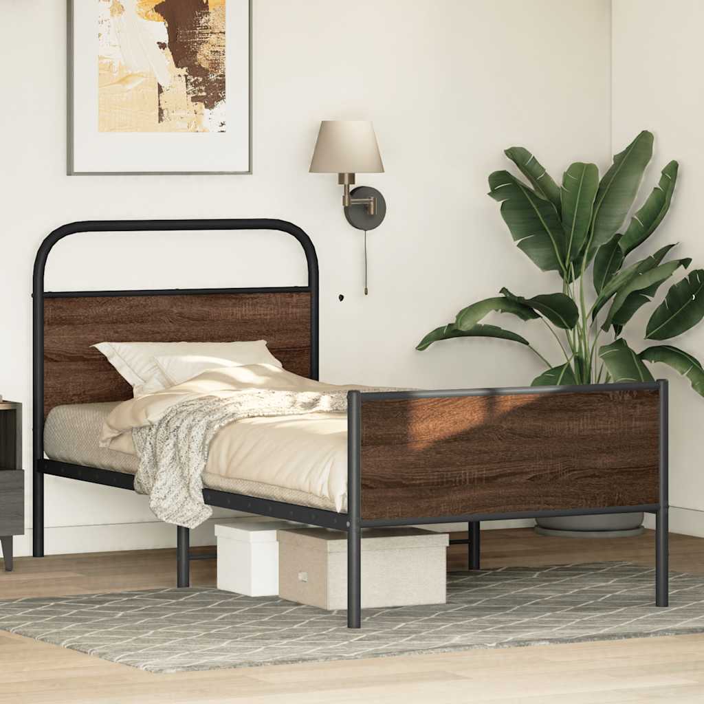 vidaXL Cadre de lit sans matelas 100x200 cm Aspect chêne marron