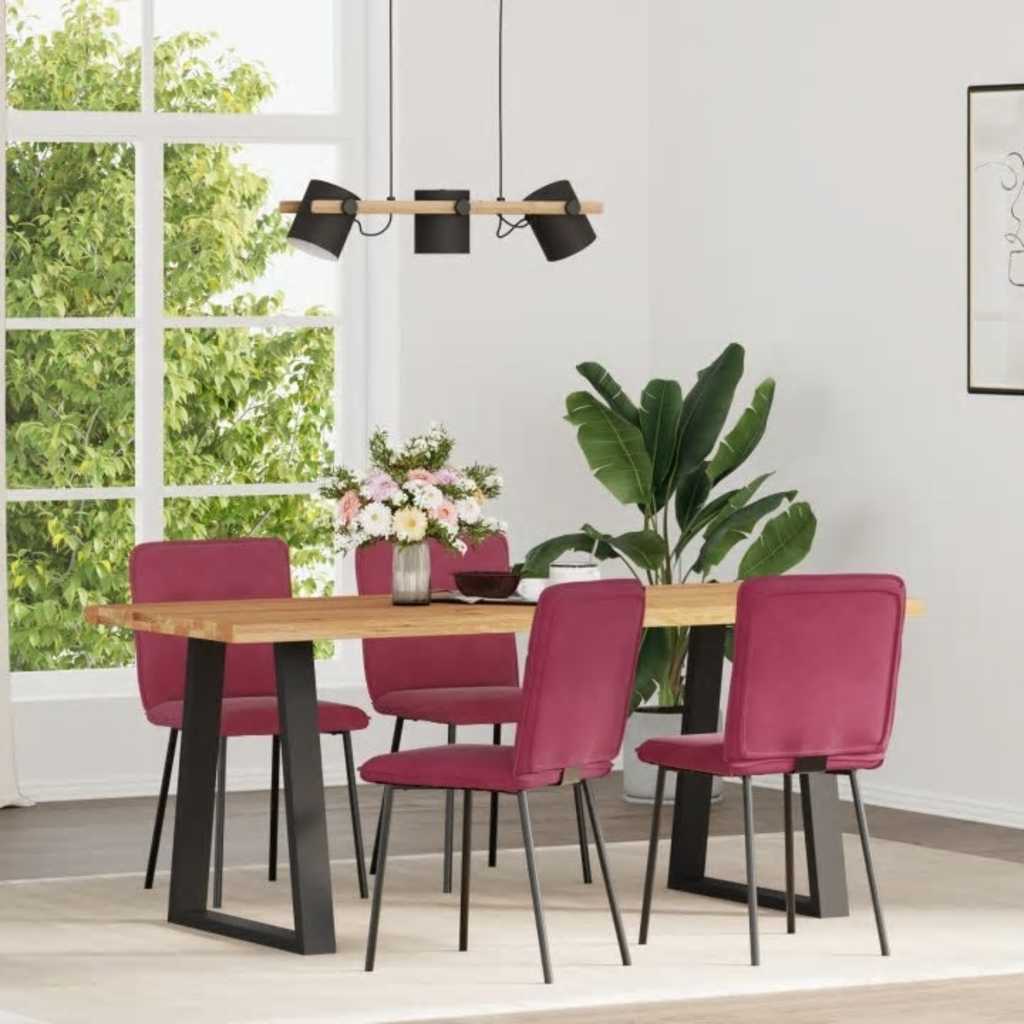 vidaXL Chaises de salle à manger 4 pcs Velours Rouge bordeaux