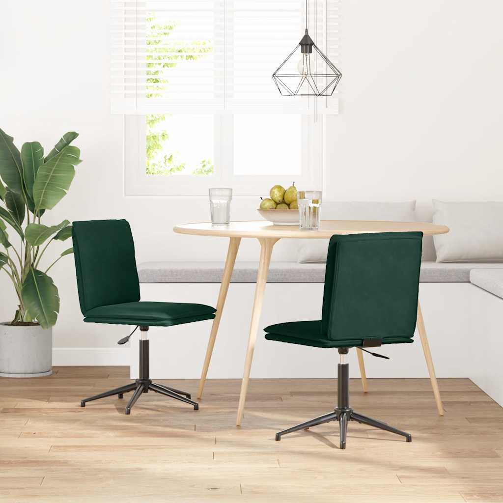 vidaXL Esszimmerstühle 2 Stk. Dunkelgrün Samt