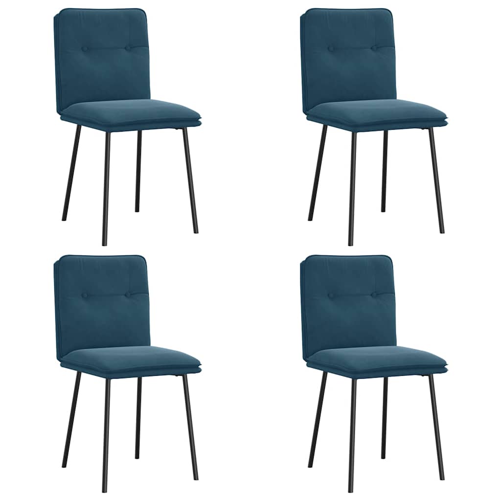 vidaXL Chaises de salle à manger 4 pcs Velours bleu
