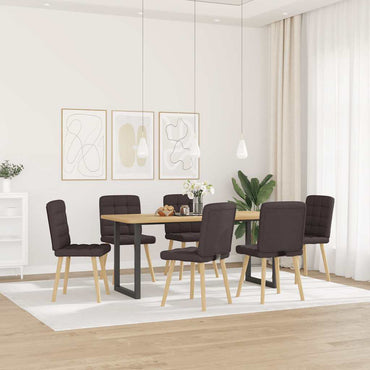 vidaXL Esszimmerstühle 6 Stk. Dunkelbraun Stoff