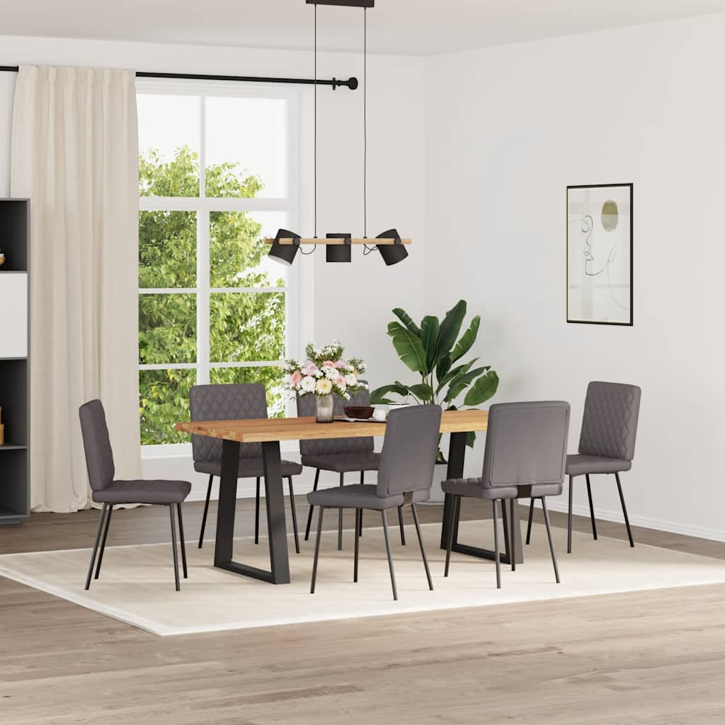 vidaXL Esszimmerstühle 6 Stk. Grau Kunstleder