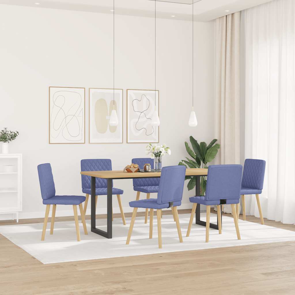 vidaXL Esszimmerstühle 6 Stk. Jeansblau Stoff