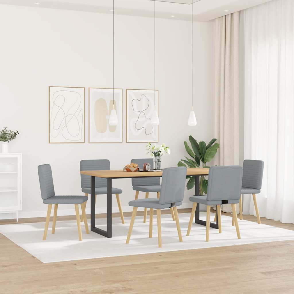vidaXL Esszimmerstühle 6 Stk. Hellgrau Stoff