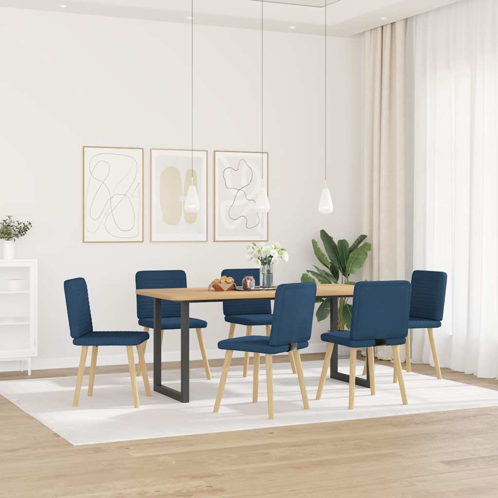 vidaXL Esszimmerstühle 6 Stk. Blau Stoff