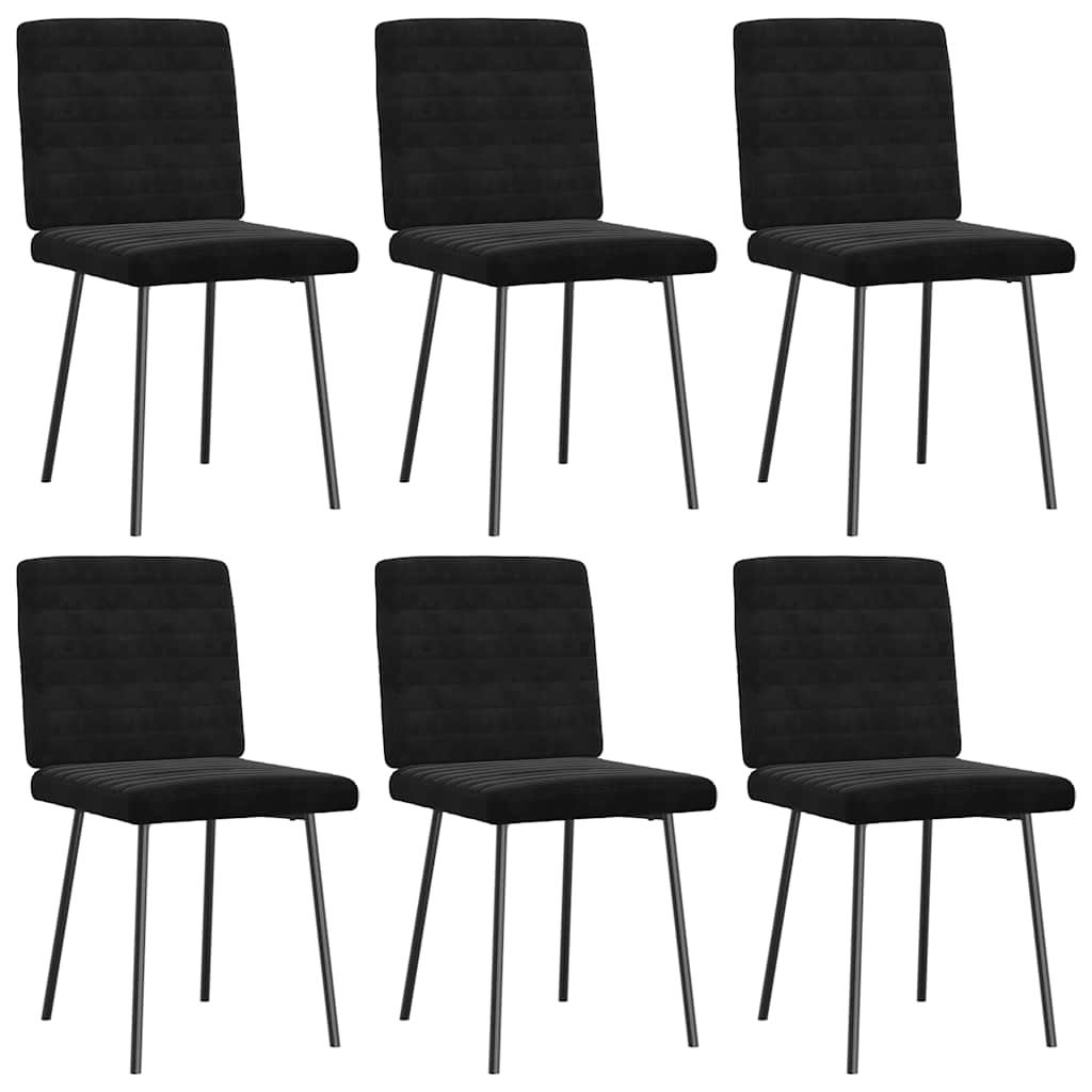 vidaXL Chaises de salle à manger 6 pcs Velours noir