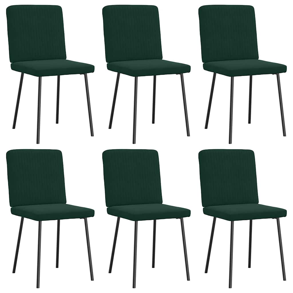 vidaXL Chaises de salle à manger 6 pcs Vert foncé Velours