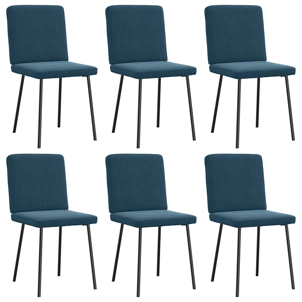 vidaXL Chaises de salle à manger 6 pcs Bleu velours