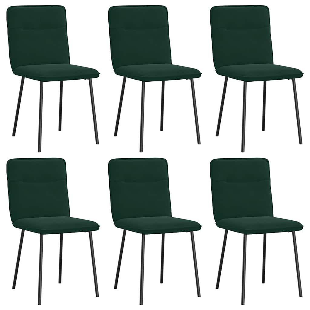 vidaXL Chaises de salle à manger 6 pcs Vert foncé Velours