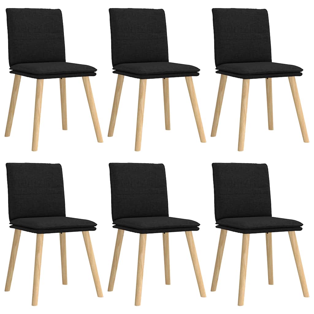 vidaXL Chaises de salle à manger 6 pcs Tissu noir