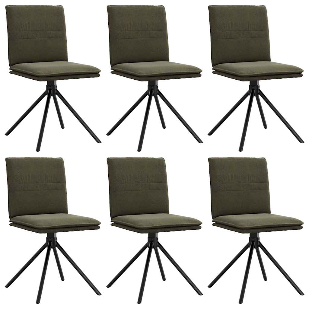 vidaXL Chaises de salle à manger 6 pcs Vert armée Aspect daim