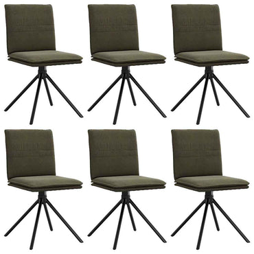vidaXL Chaises de salle à manger 6 pcs Vert armée Aspect daim