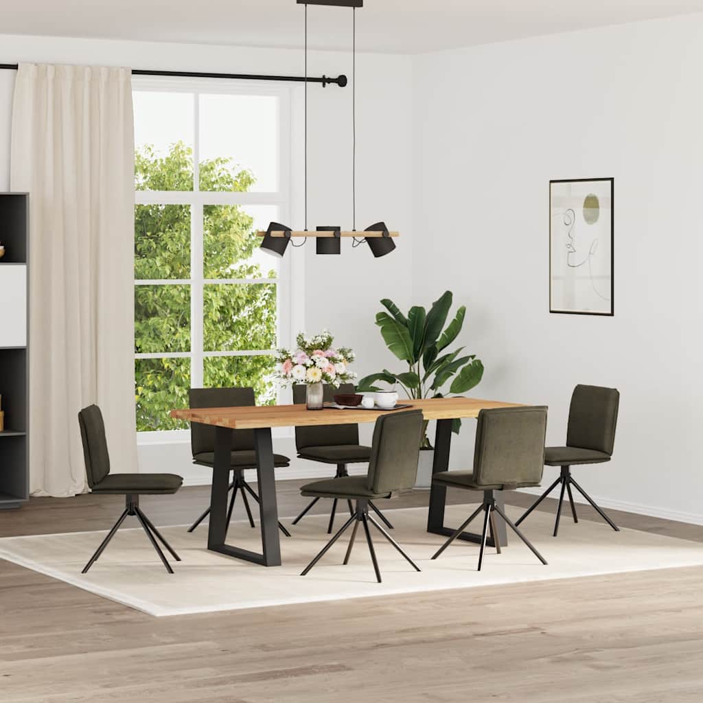 vidaXL Chaises de salle à manger 6 pcs Vert armée Aspect daim