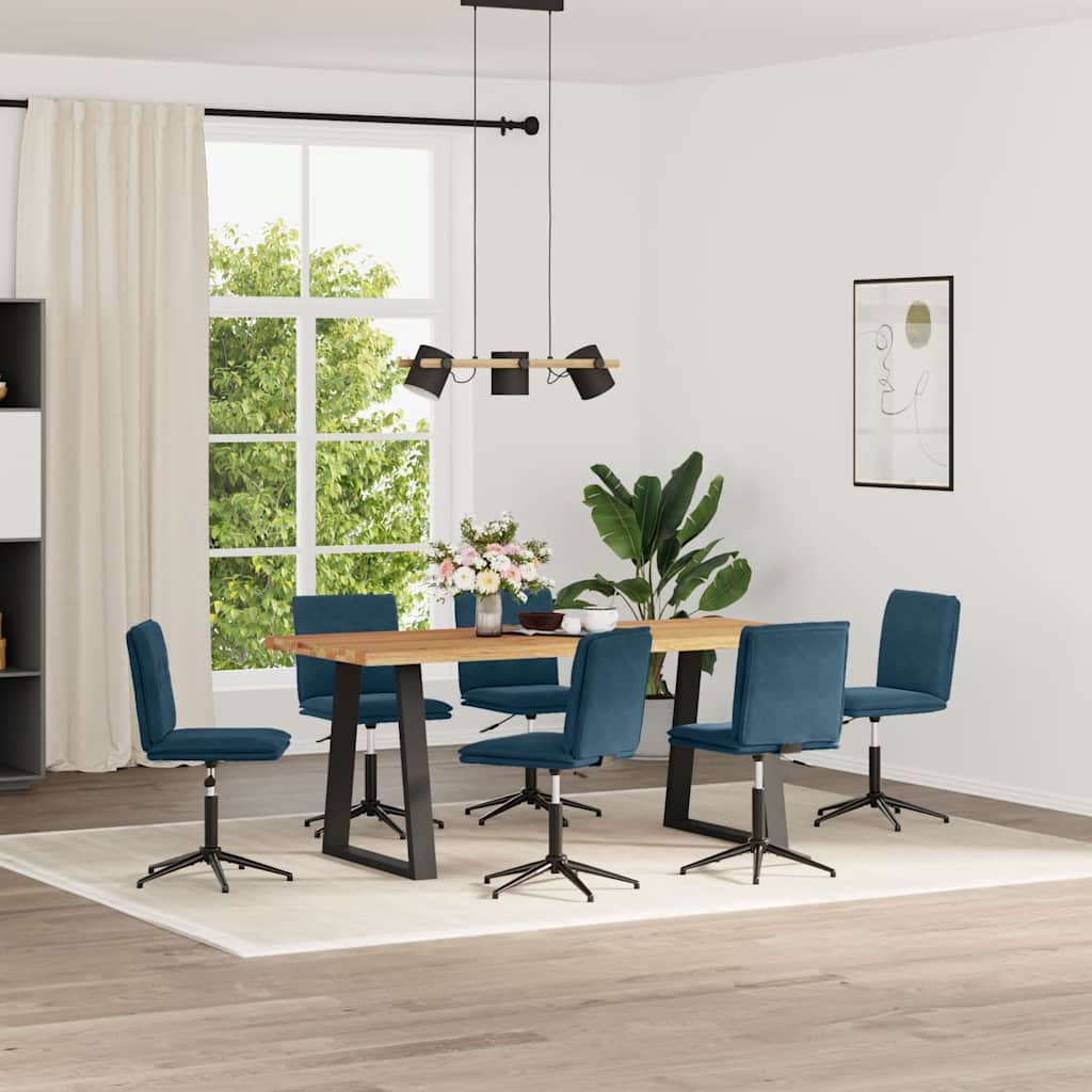 vidaXL Chaises de salle à manger 6 pcs Bleu velours