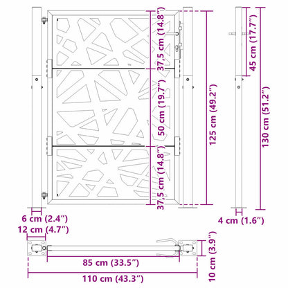 Gartentor Schwarz 100x125 cm Stahl Leichtes Design