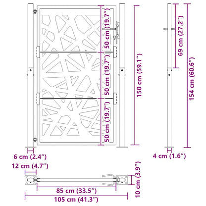 Gartentor 100x150 cm Cortenstahl Helles Design