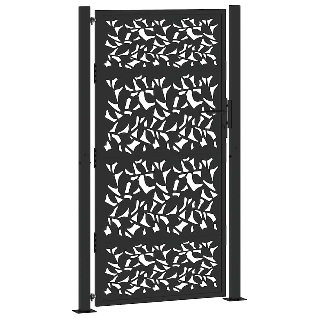 Gartentor Schwarz 100x175 cm Stahlblatt-Design