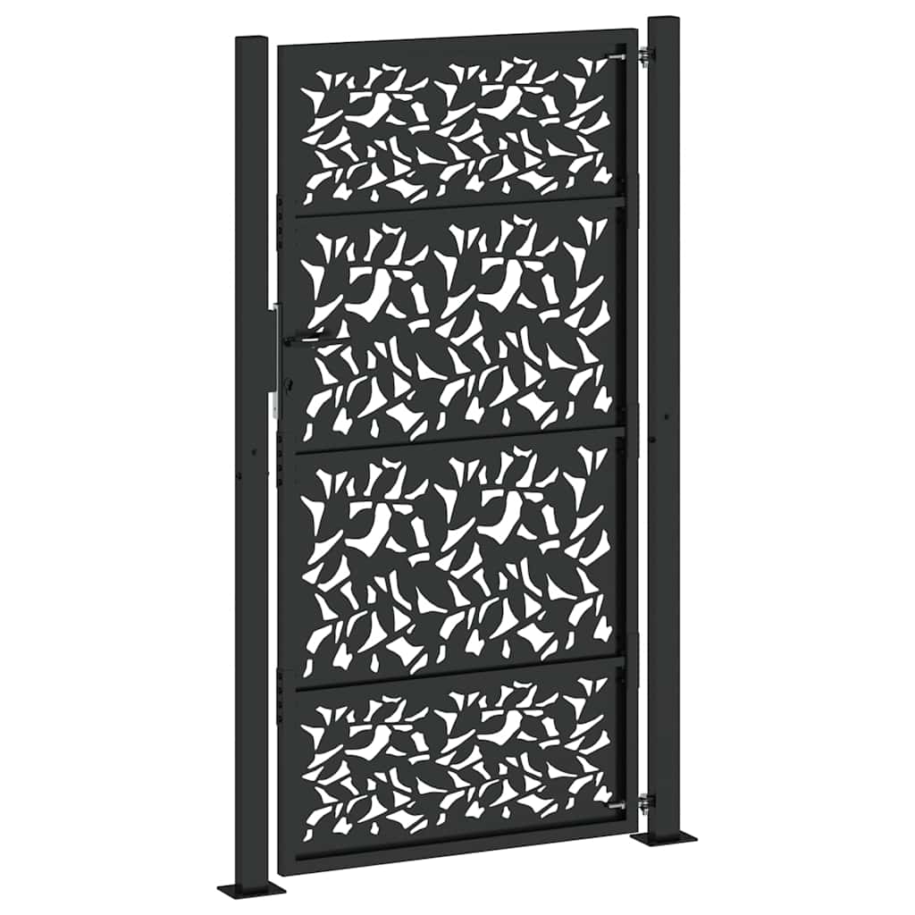 Gartentor Schwarz 100x175 cm Stahlblatt-Design
