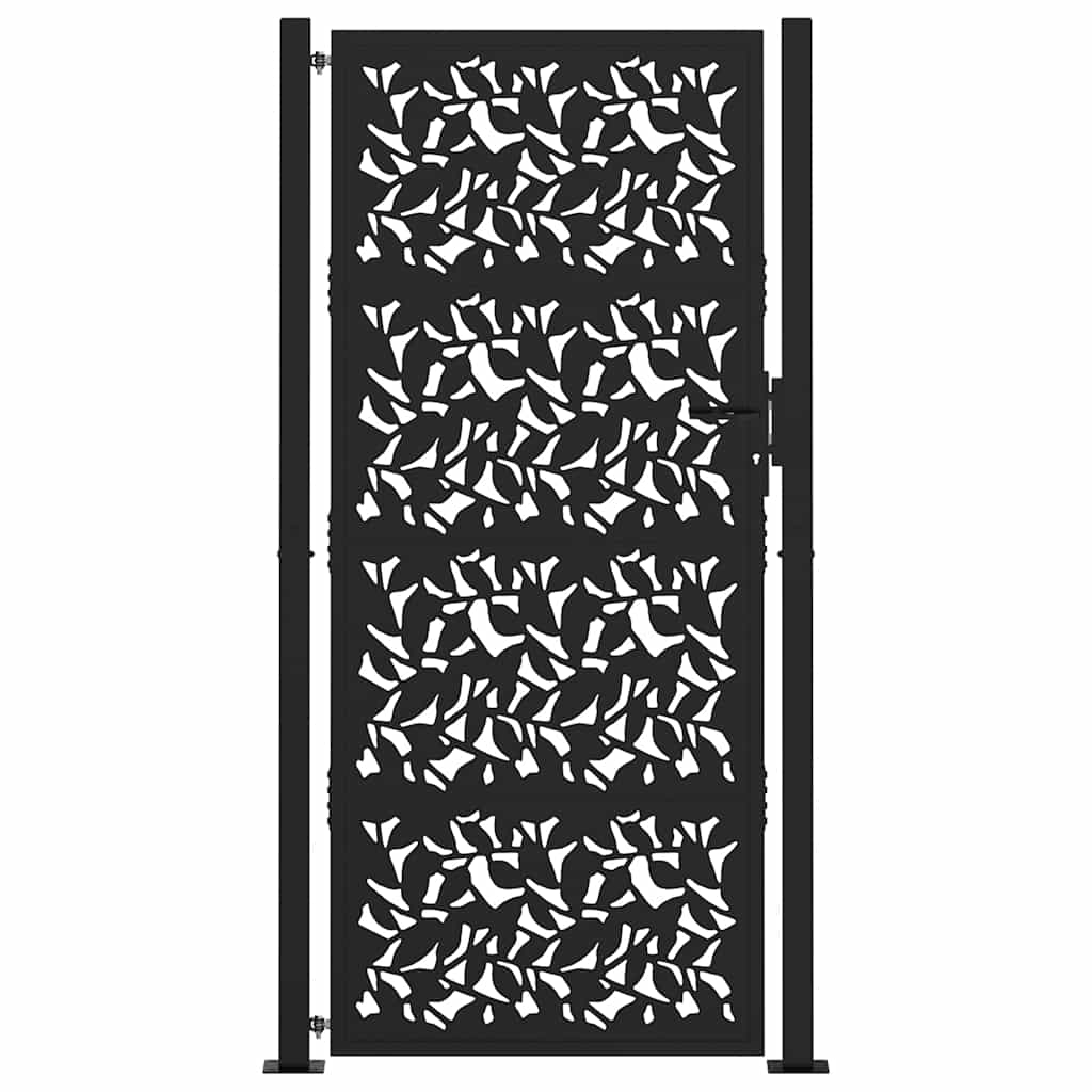 Gartentor Schwarz 100x200 cm Stahlblatt-Design