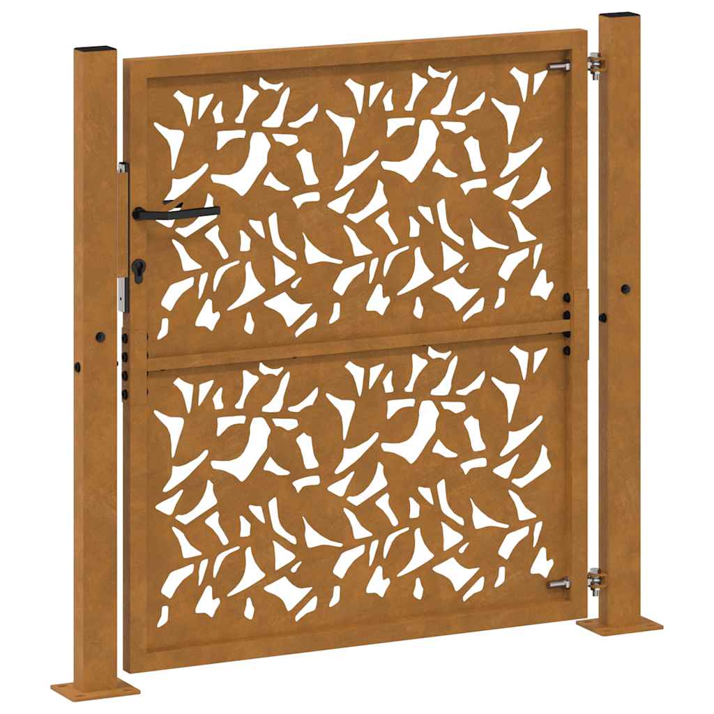 Gartentor 100x100 cm Wetterfester Stahl Blattdesign