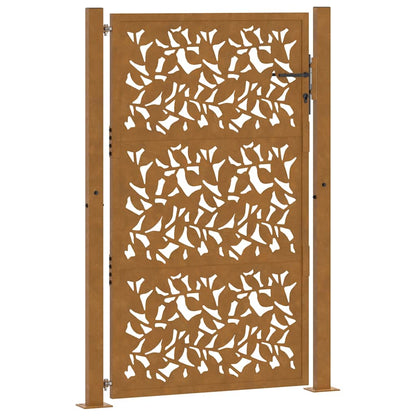 Gartentor 100x125 cm Verwitterungsstahl Blattdesign