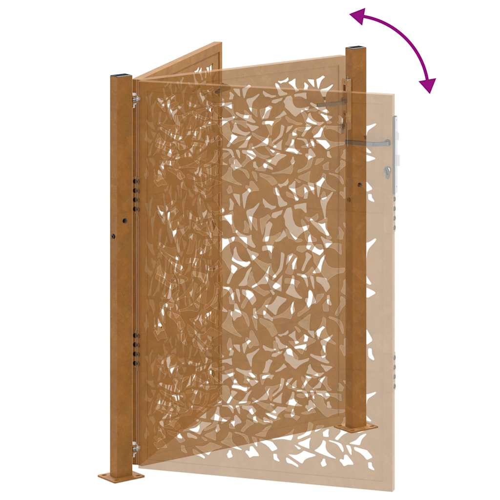 Gartentor 100x125 cm Verwitterungsstahl Blattdesign