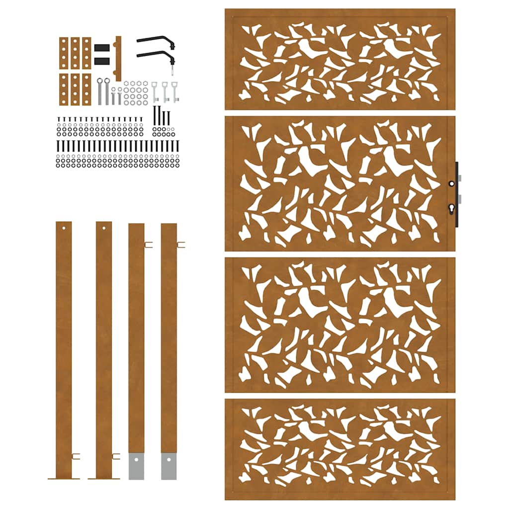 Gartentor 100x175 cm Wetterfester Stahl Blattdesign