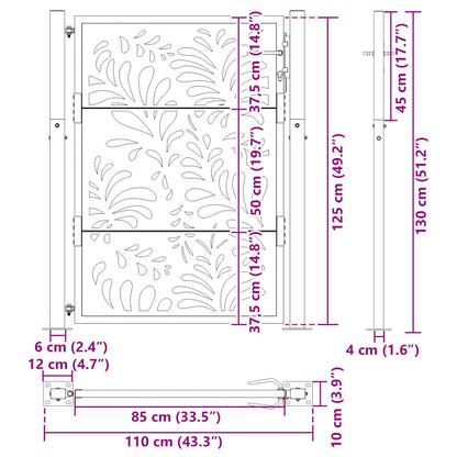 Gartentor Schwarz 100x125 cm Stahl Wellendesign