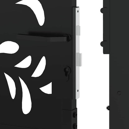 Gartentor Schwarz 100x175 cm Stahl Wellendesign