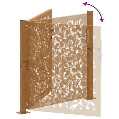 Gartentor 100x100 cm Verwitterungsstahl Wellendesign