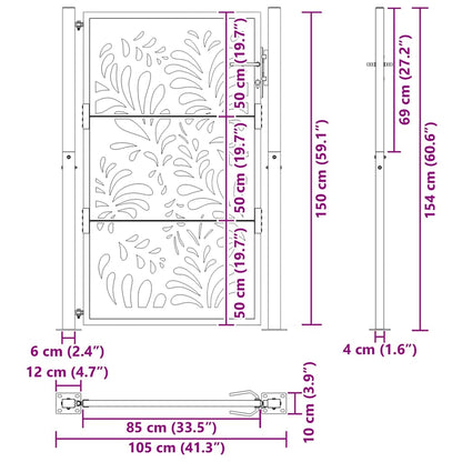 Gartentor 100x150 cm Verwitterungsstahl Wellendesign